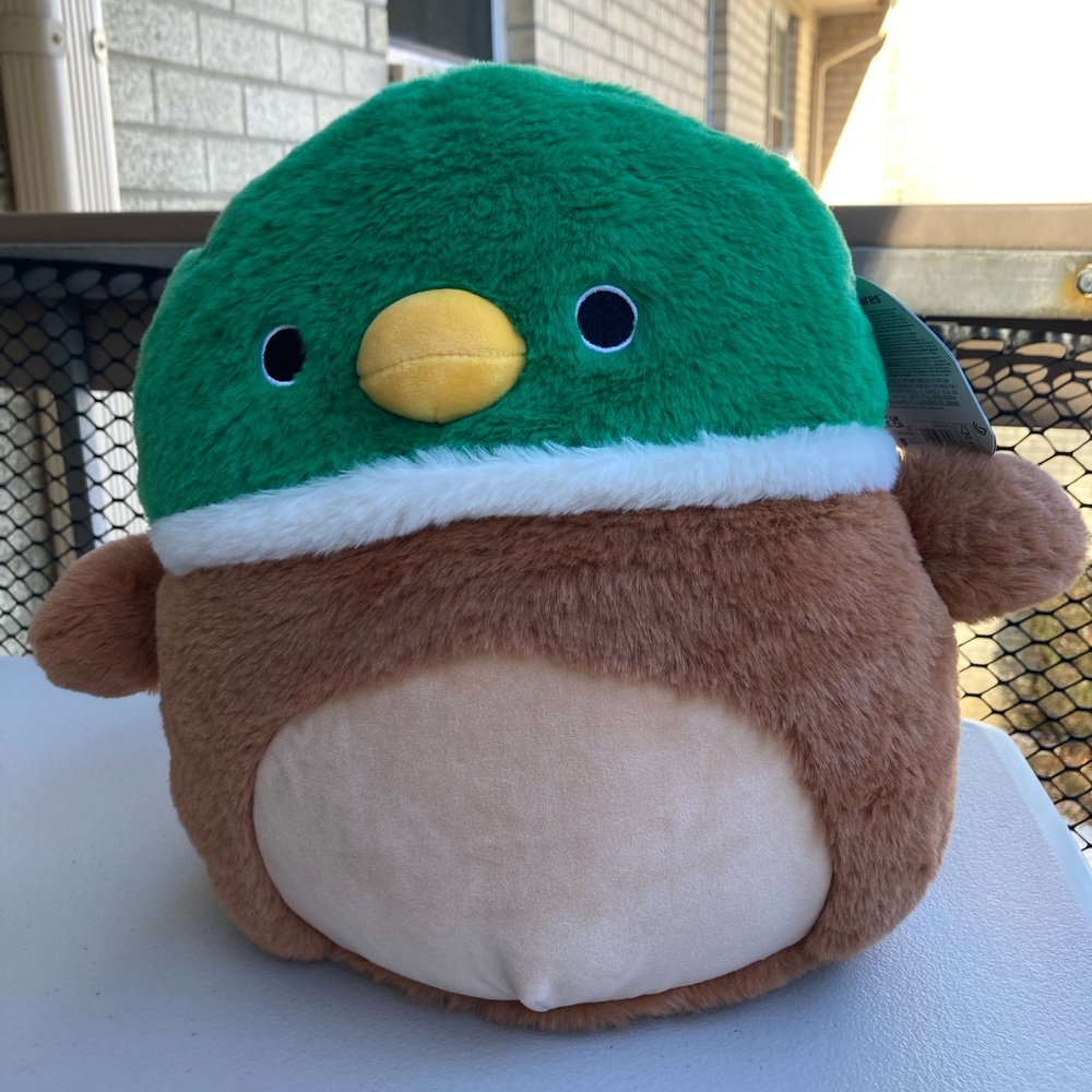 Squishmallows Fuzzamallows Avery Mallard Duck 12" Green Brown Fluffy Duck Plush